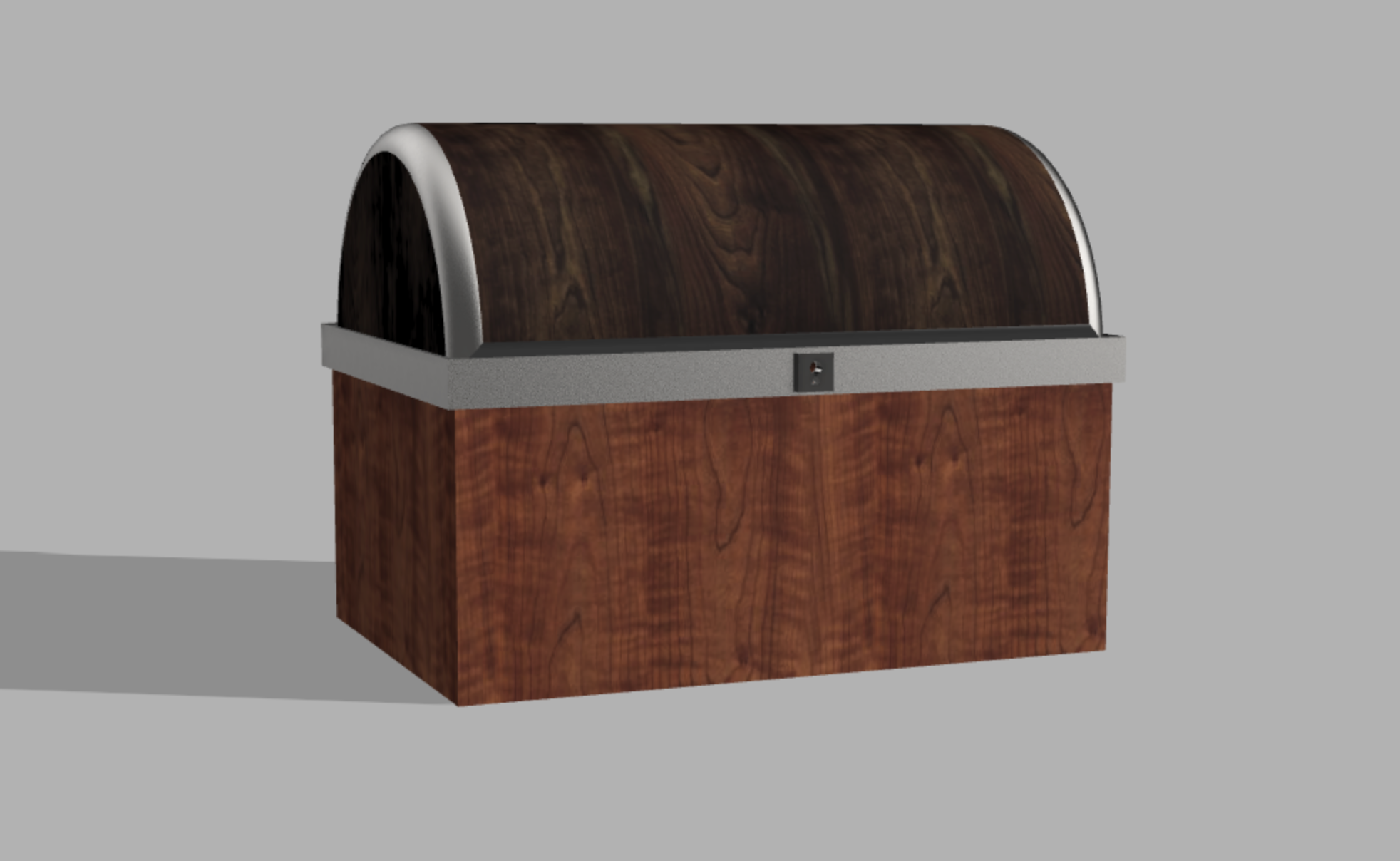 Another view of the treasure chest model from the front