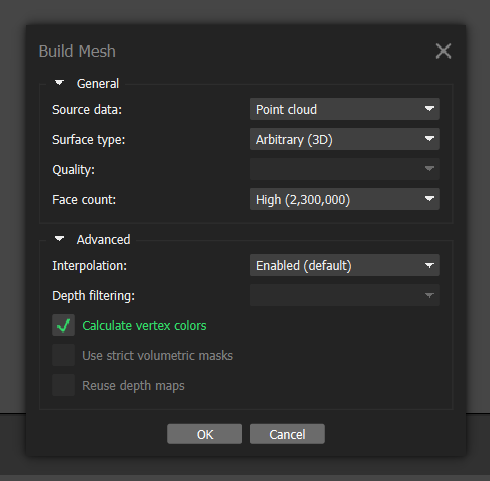The mesh configuration window